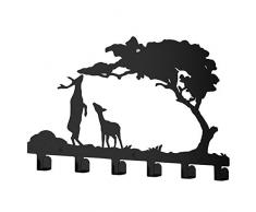 McDoo! Crochet porte-manteau en fer - Cintre mural robuste avec 6 crochets métalliques - Support mural design pour sacs, vestes, manteaux, chapeaux, décoration d'intérieur