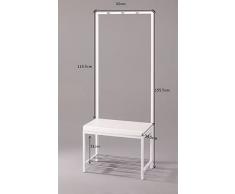 ASPECT Demi Entryway Banc à chaussures avec Portemanteau, métal, Blanc