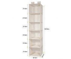 MaidMAX Rack à Pull Organiseur de vêtement, 6 étagères à suspendre Armoire Meuble de rangement beige