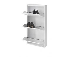 Tomasucci Sandy Meuble à chaussures 3 tiroirs Métal Blanc