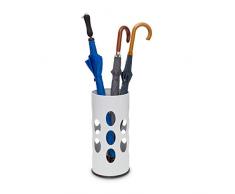 Relaxdays Porte-parapluies rond avec récipient collecteur deau support pour parapluies en métal cannes ou bâtons nordiques,H x l x P 49,5 x 22,5 x 22,5 cm - blanc