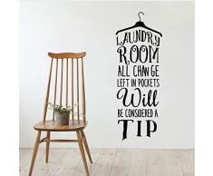 Buanderie Vêtements Rack Vinyle Sticker Mural Murale Art Decal Filles Salle De Lavage Chambre Décor À La Maison 42x113cm