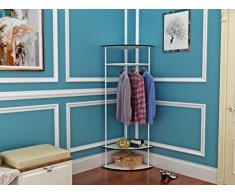 MULSH Vêtements Rack Multifonction Coin Tringle à vêtements Porte-Manteau avec Suspension et Durable 2 étages étagère pour Chaussures de Rangement pour vêtements en Blanc