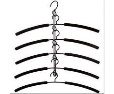 YQ WHJB Multi Couche Cdanstres,5 dans 1 Lourds Métal Cdanstres De Vêtements avec Non-Glisser Mousse Rembourrée Placard Économiseur Despace Rack pour Coat Pull Noir