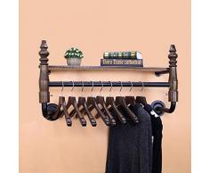 XP Cintres de Porte-Manteaux de Style Industriel, présentoir combiné de Magasin de vêtements, penderie Murale en Fer forgé Vintage, Porte-Manteau, étagère de Rangement, étagères, 60cm, 80cm, 95cm STA