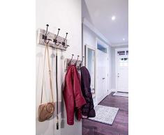 Porte-manteau rustique mural avec 3 crochets robustes - Ensemble de 2 - Porte-manteaux en bois vintage - Porte-manteau rustique pour manteaux, sacs, serviettes et plus - 88.9 x 15.59cm- Blanc rustique