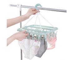 Symboat En Plastique Pliant Vêtements Cintre Serviettes Socks Bras Sous-Vêtements De Séchage Rack Avec 32 Clips Espace Économie Rangement Organisateur Outils