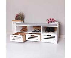 Orolay Rangement pour Banc de Chaussures Économiseur despace pour Les Chaussures avec Coussin de siège (3 tiroirs 3 Cubes)