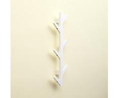 Tobaling Porte Manteau Mural Vertical en Bambou en Forme d’Arbre avec 6 Crochets pour Entrée Salon Chambre (Blanc)