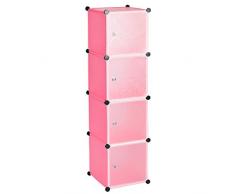 BATHWA Boîtes de Rangement Casiers Commode Placard Etagère Murale Garde-robe Porte-Chaussures Rose