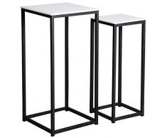 Lot de 2 sellettes en bois blanc et métal -PEGANE-