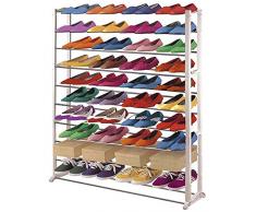 Étagère à chaussures en plastique, coloris : blanc, Dim : H140 x L72 x P25 cm -PEGANE-