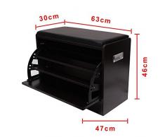 PROGEN chaussures Banc ottoman à tiroirs Armoire rack Chaussures support Rack en bois Unit avec coussin d'assise