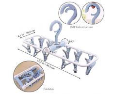 MIWORM Portable Pliable Voyage Clip Rotatif Multi-Usages Sock Rack avec 12 Clips pour Vêtements Chaussettes sous-vêtements Chaussettes, Green, Taille Unique