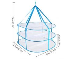 Behavetw à Suspendre Vêtements Rack, plié Creative 3 étages Coupe-Vent en Maille Filet Séchoir à Linge Vêtements Panier à Linge Linge Net, Bleu, Taille Unique