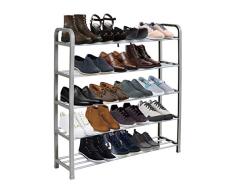 KEPLIN Étagère à Chaussures 5 étages en métal Robuste, Assemblage Rapide, sans Outils, Peut contenir jusquà 16 Paires (5 Niveaux : (L) 71 cm x (l) 20 cm x (H) 76 cm