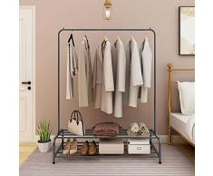 JURMERRY Vêtement Rack Vêtements en métal Rack Pipe Porte-Manteau Rack Heavy Duty Shelf Storage 2-Tier Metal avec Home Office Indoor (Noir Argent)
