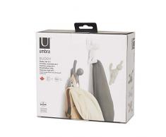 UMBRA Buddy Hooks. Crochets muraux Buddy - Porte-manteau mural décoratif, ensemble de 3, assortis gris clair, gris foncé et blanc.