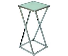 Sellette moyenne en acier chromé et verre sablé trempé - Dim : H 650 x L 300 x l 300 mm -PEGANE-