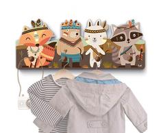 Patère colorée avec 4 crochets, crochet mural, crochets muraux pour enfants, chambre denfant, chambre denfant, dimensions : env. 40 x 15 x 1 cm