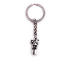 H-Customs Cocktail avec parapluie Longdrink porte-clés pendentif en métal argenté