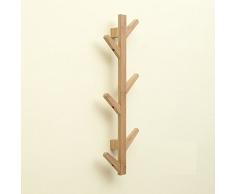 WEII Porte-manteau mural en bois massif à suspendre pour salon, chambre à coucher - décoration, porte-serviettes, Wood color, 78*22*7cm