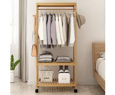 LQQ-portemanteaux Vêtement Vêtement Rack Coat Organisateur Rangement Étagère Rayon D'entrée De Rangement 2-Niveau pour Le Stockage De Chaussures Et Vêtements En Bois Produit (Couleur De Bois) pour le