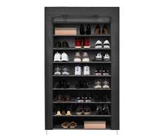 Meerveil Armoire à Chaussures Etagères de Rangement Armoire en Tissus Rangement de Chaussures Étanche Étagères à Chaussures 9 Couches Noir (avec Housse)