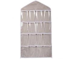 Vovotrade 16 Poches Suspendues Sacs Chaussettes Soutien-gorge Sous-vêtements Rack Cintre Stockage Organisateur Clair (Beige)