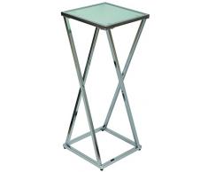PEGANE Grande sellette en Acier chromé et Verre sablé trempé - Dim : H 750 x L 300 x l 300 mm