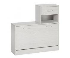 ts-ideen Ensemble de 3 pièces Garde-Robe Murale Miroir Meuble à Chaussures Meuble de Rangement avec tiroirs et Espace de Stockage en Gris Clair Effet Bois