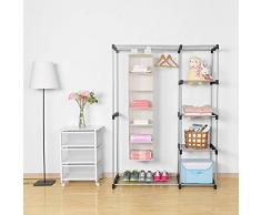 Umi. Essentials Rack à Pull Organiseur de vêtement, 6 étagères à suspendre Armoire Meuble de rangement,29.2 (cm) W x 30.5 (cm) L x129.5 (cm) H, beige