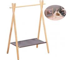 2 Couches En Bois Pet Closet Organisateur Pour Chat Kitty Puppy Dog Vêtement Rack Hanging Armoire, Fournitures Pour Animaux, Bottes De Chien,Gris