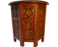 Table dappoint 53cm Guéridon bois de manguier plateau sur pied octogonal meuble Salon
