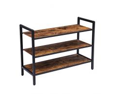 HOOBRO Étagère à Chaussures, Meuble à Chaussures à 3 Niveaux, Empilable, Organisateur de Chaussures, Style Industriel, pour Couloir, Chambre, Entrée, Dortoir, Durable, Montage Facile EBF03XJ01