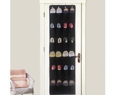 Chaussures à suspendre Organiseur 24 Poche de cintre étagère murale Armoire de rangement de porte free size Noir