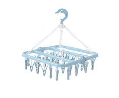Heaviesk en Plastique Gain de Place Organisateur de Garde-Robe Pliant vêtements Cintre Serviettes Chaussettes Soutiens-Gorge sous-vêtements séchage Rack avec 32 Clips
