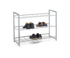IDIMEX Etagère à Chaussures System 3 tablettes Rangement pour 12 Paires en métal laqué argenté