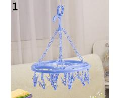Sukisuki multifonctionnel Plastique Rond sèche Cintre avec 18 clips en 1 Rack pour vêtements Sous-vêtements Chaussettes, bleu, round