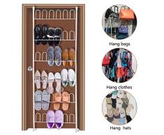Support Chaussures Porte Blanc 18 Paires Rangement Chaussure à Suspendre Organisateur Mural