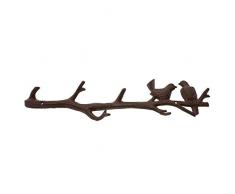 Porte-Oiseaux Support en Fonte pour Oiseaux sur Une Branche avec 6 Crochets muraux décoratifs, pour Manteaux, Chapeaux, clés, Serviettes, vêtements