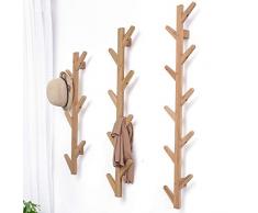 GHY Porte-manteau mural décoratif en bois massif à suspendre, pour salon, chambre à coucher, ecru, 123*22*7Cm