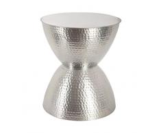 Atmosphera Table Basse Guéridon en métal martelé - Tendance & Design - Coloris Gris Argent