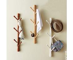 JIANFEI Montage Mural Porte-Manteau Branche Type 6 Crochet Chambre Roulement en Caoutchouc Solide 3 Couleurs (Couleur : Solid Wood, Taille : 780x45mm)