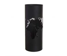 Home Gadgets Porte-parapluies, Métal, Carte, Noir 49 cm