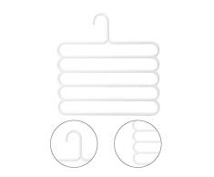 MachinYesell Unique 5 Couches Racks Multifonctionnel Écharpe Cravate Garde-Robe Rack Pantalon De Patin Cintre Vêtements Cintre Blanc