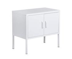 Yata Home Armoire Commode Meuble De Rangement en Métal en Acier Meuble à Chaussures Portes Poignée Étagères2 Portes pour La Maison Bureau Cuisine Cuisine 60x35x55cm (Blanc)