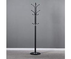 KTOL Noir Marbré Base Pavimento Portemanteau Murale, 12 Crochets Perroquet Anti-dérapant Portemanteau Multifonction Métal Porte-Manteaux pour Couloir Salon Scénario 7-Noir 178cm