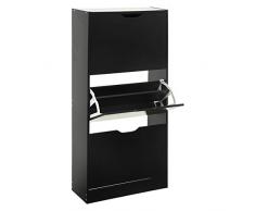 Decoratie Armoire à Chaussures Bois 3 tiroirs Noir