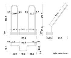 Gedotec Support Chaussures Mural - Rangement Chaussures en Acier RAL9006 Argenté Laqué à Visser aux Murs - Porte Chaussures LADY - Largeur 130 mm pour 1 Paire de Basket ou Bottes - 1 Pièce